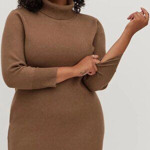 Plus Size Torrid Brown Dolman Sleeve Mock Neck Dress